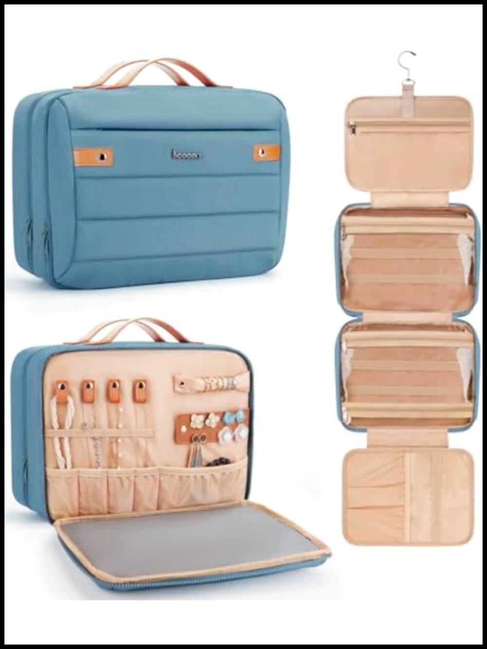 Waterproof Hanging Toiletry Bag Travel Cosmetic Organizer with Jewelry Storage,
